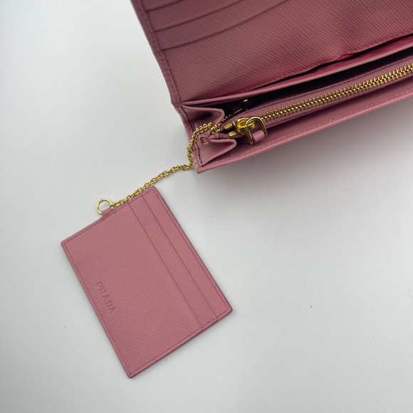 Prada Long leather Wallet in Peonia Saffiano Metal Pink Metallic w/ card holder - Picture 5 of 16